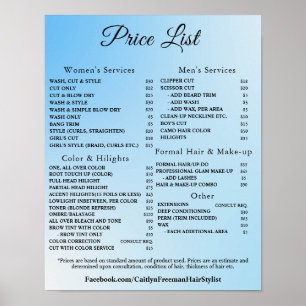 Modern Elegant Beauty Salon Price List Poster