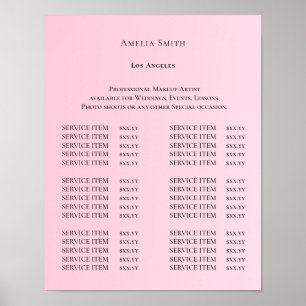 Modern Elegant Beauty Salon Price List Poster