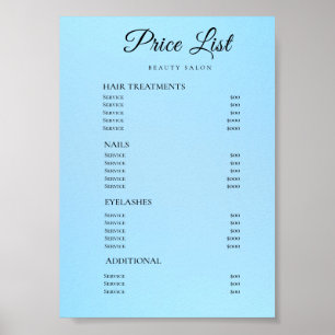 Modern Elegant Beauty Salon Price List Poster