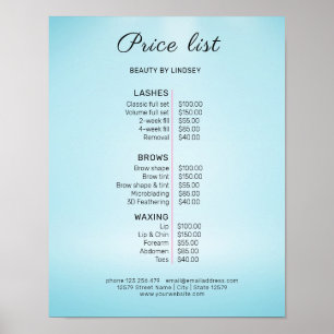 Modern Elegant Beauty Salon Price List Poster
