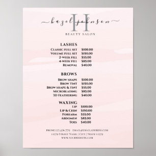 Modern Elegant Beauty Salon Price List Poster