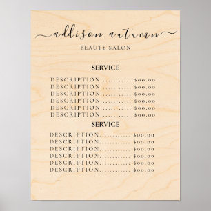 Modern Elegant Beauty Salon Price List Poster