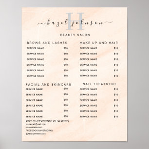 Modern Elegant Beauty Salon Price List Poster