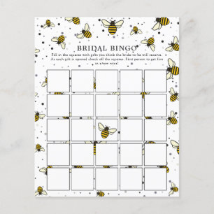 Modern Elegant Bee Bridal Shower Bingo Game