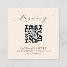 Modern Elegant Beige Add QR Code Registry