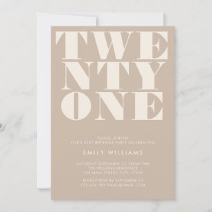 Modern Elegant Beige Bold Typography Invitation