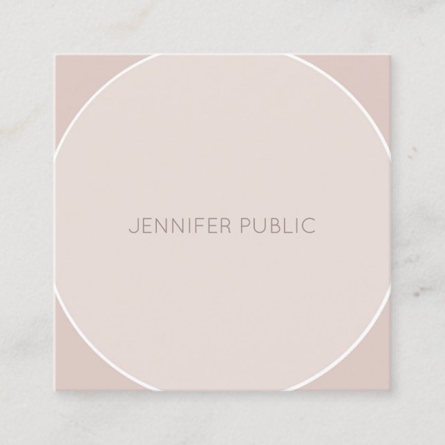 Modern Elegant Beige Brown Design Professional Top Square Business Card (Front)