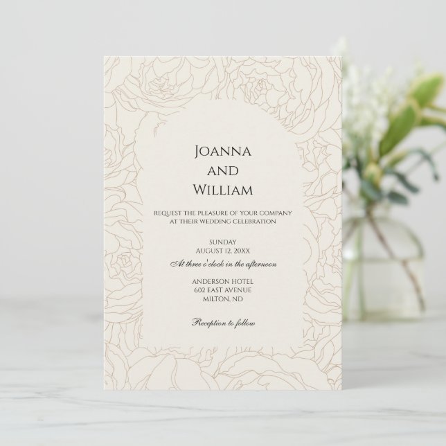 Modern elegant beige brown wedding Invitation (Standing Front)