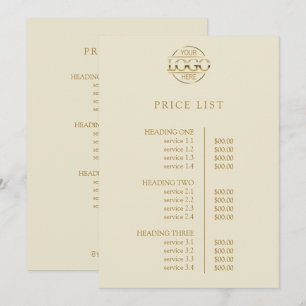Modern Elegant Beige Business Logo Menu Price List