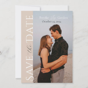Modern Elegant Beige Engagement Save the Date
