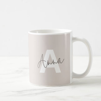 Modern Elegant Beige Monogram Custom Initial Coffee Mug