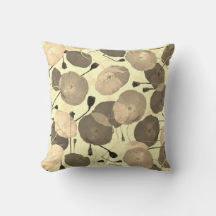 Modern Elegant Beige Poppy Floral Cushion
