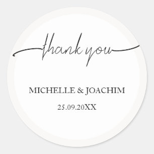 Modern Elegant Beige White Classic Round Sticker
