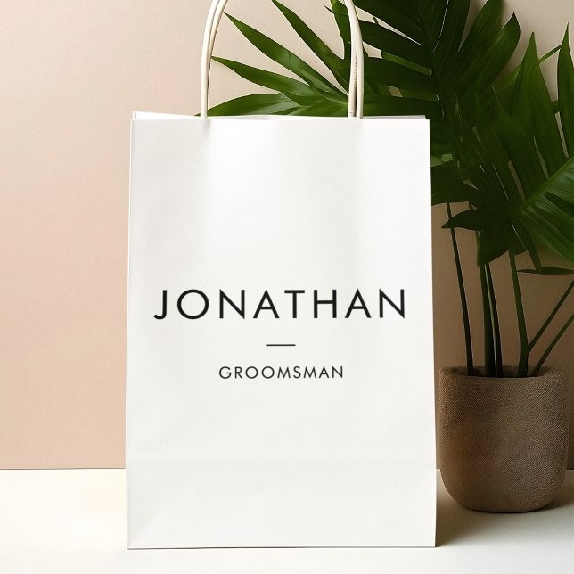 Modern Elegant Best Man Groomsmen Minimalist Medium Gift Bag (Creator Uploaded)