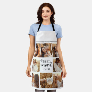 Modern Elegant Best Mum Ever Custom Photo Collage Apron