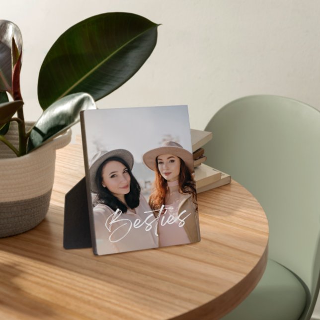 Modern Elegant Besties Photo for Best Friends Plaque (Creator Uploaded)