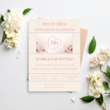 Modern Elegant Bilingual Quinceanera Birthday