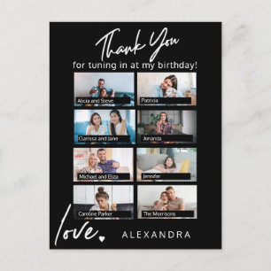 Modern elegant birthday thank you photo collage postcard