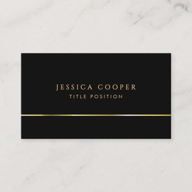 Modern Elegant Black and Gold Business Card (Front)