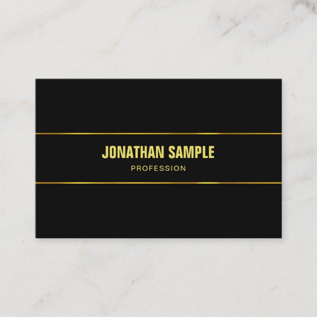 Modern Elegant Black And Gold Glamourous Template Business Card (Front)