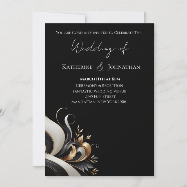 Modern Elegant Black and Gold  Invitation (Front)