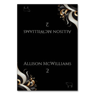 Modern Elegant Black and Gold Meat Icon Table Number