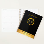 Modern elegant black and gold professional planner<br><div class="desc">Modern elegant black and gold personal,  business planner.
Add your own name,  logo and text at the front to personalise.</div>