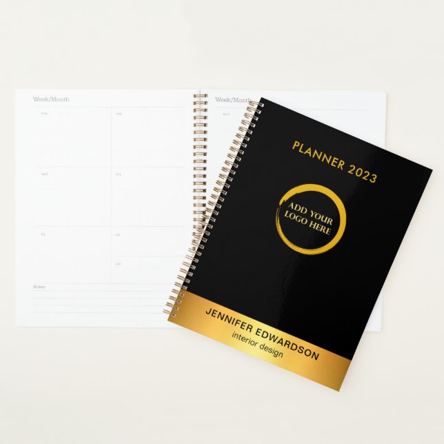 Modern elegant black and gold professional planner (Display)