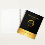 Modern elegant black and gold professional planner<br><div class="desc">Modern elegant black and gold personal,  business planner.
Add your own name,  text,  logo and website to personalise.</div>