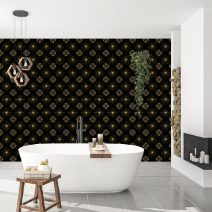 Modern Elegant Black And Gold Stars And Suns Wallpaper