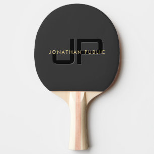 Modern Elegant Black And Gold Template Name Ping Pong Paddle