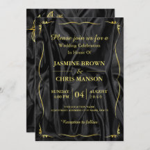 Modern Elegant Black And Gold Wedding Invitation