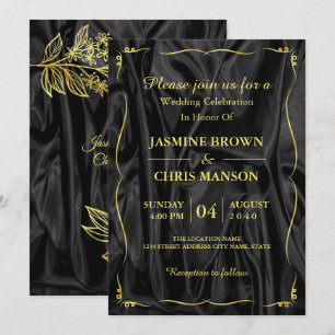 Modern Elegant Black And Gold Wedding Invitation