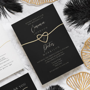 Modern Elegant Black and Gold Wedding Invitation