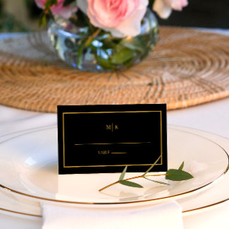 Modern Elegant | Black and Gold Wedding Place Card