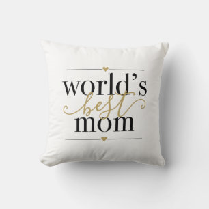 Modern Elegant Black and Gold Worlds Best Mum Cushion