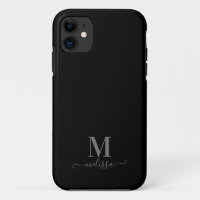 Modern Elegant Black and Grey Monogrammed