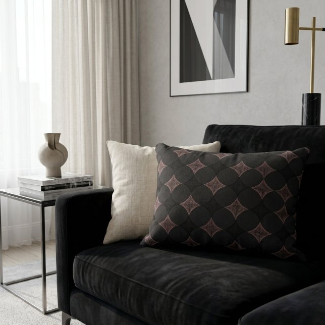 Modern Elegant Black and Light Pink Pattern Decorative Cushion (Creator Uploaded)