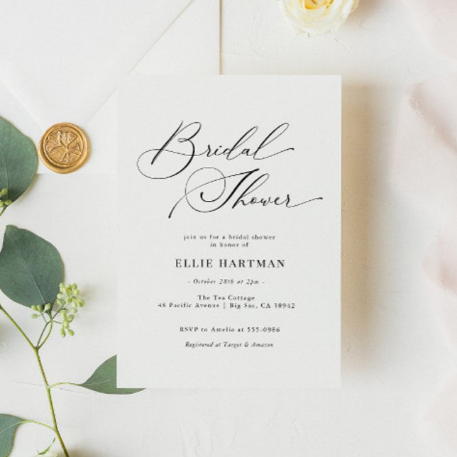 Modern Elegant Black and White Bridal Shower Invitation (Creator Uploaded)