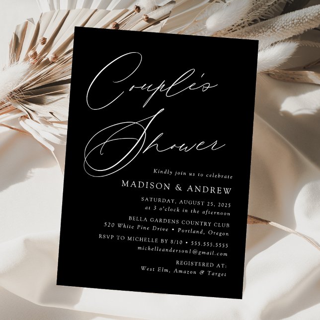 Modern Elegant Black and White Couple's Shower Invitation (Creator Uploaded)