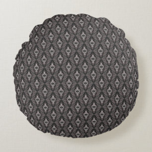 Modern Elegant Black And White Damask Pattern  Round Cushion