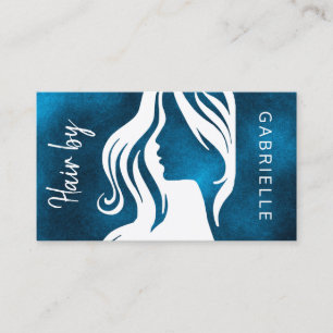 Modern elegant black and white hair stylist navy business card