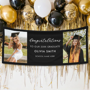 Modern Elegant Black and White Photo Graduation Banner