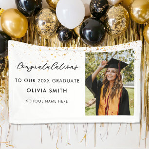 Modern Elegant Black and White Photo Graduation Banner