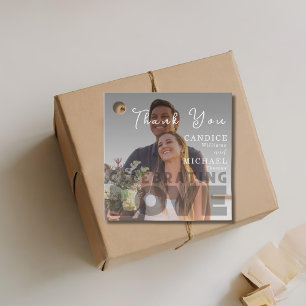 Modern Elegant Black And White Photo Wedding Favour Tags