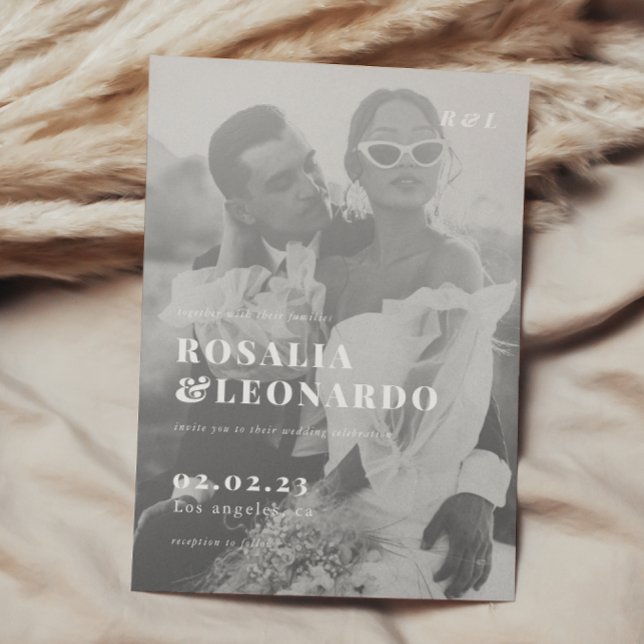 Modern Elegant Black and White Photo wedding Invitation (Creator Uploaded)