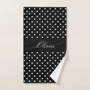 Modern elegant black and white polka dot towel 