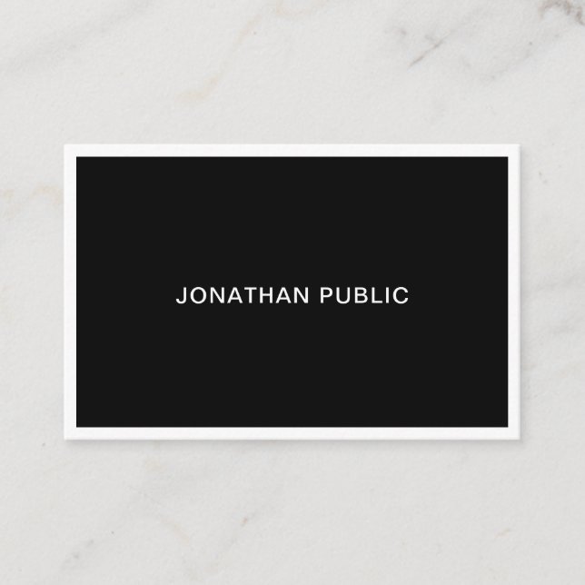 Modern Elegant Black And White Professional Plain Business Card (Front)