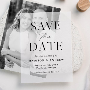 Modern Elegant Black and White Save the Date Vellum Invitations