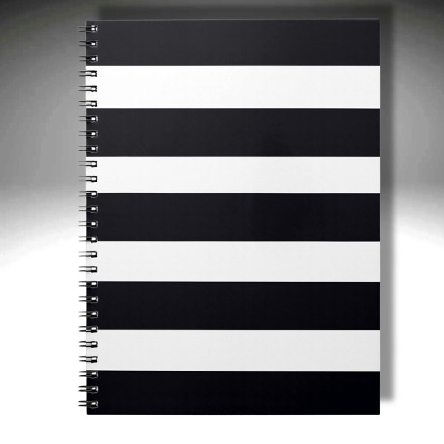 Modern Elegant Black And White Striped Notebook (A timeless Classic!)